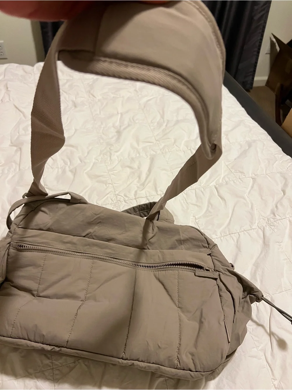 Everyday Quilted Hobo Bag in Taupe